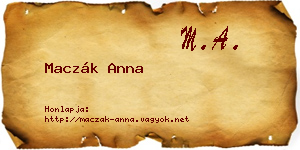 Maczák Anna névjegykártya